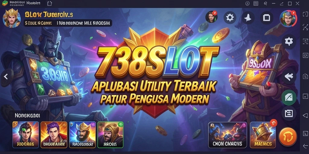 Tangkapan layar dari gameplay aplikasi Utility 738SLOT yang menampilkan antarmuka pengguna.