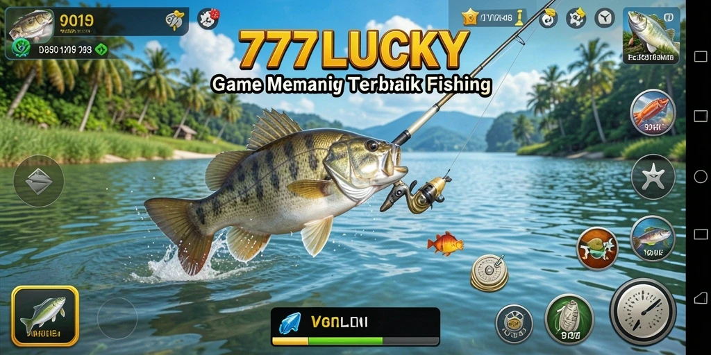 Tampilan gameplay 777LUCKY yang menampilkan aksi memancing yang seru.