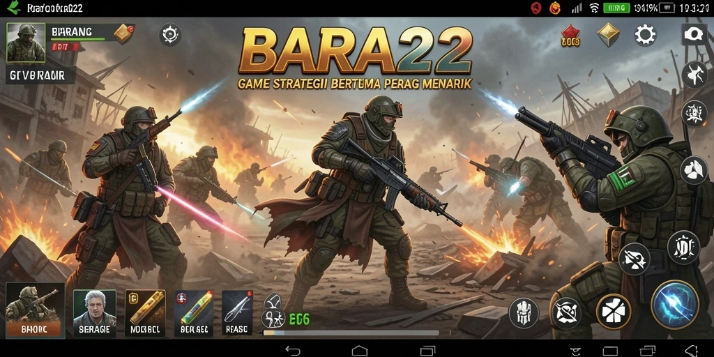 Tangkapan layar gameplay <strong>BARA22</strong> menampilkan pertempuran strategis yang mendebarkan.