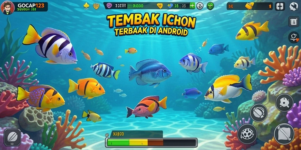 Screenshot GOCAP123 menampilkan aksi menembak ikan yang seru.