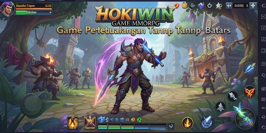 Tampilan gameplay epik dari HOKIWIN dengan pertarungan seru dan karakter unik.