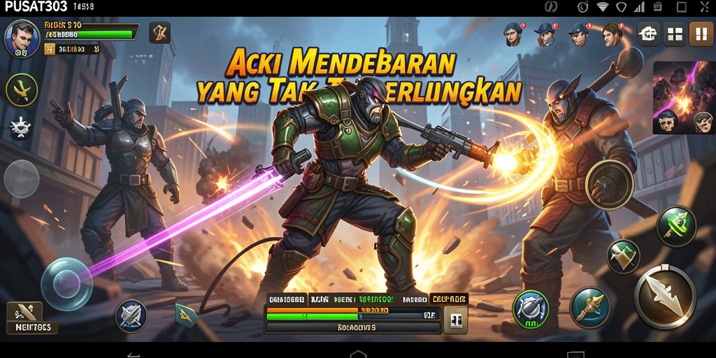 Tampilan aksi mendebarkan dari gameplay PUSAT303 yang seru.