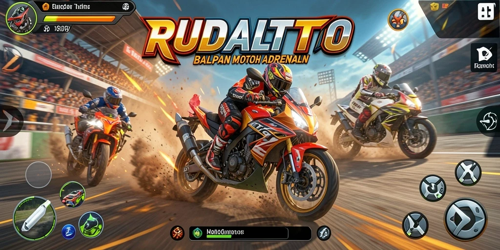 Gameplay menarik dalam balapan motor yang mendebarkan.