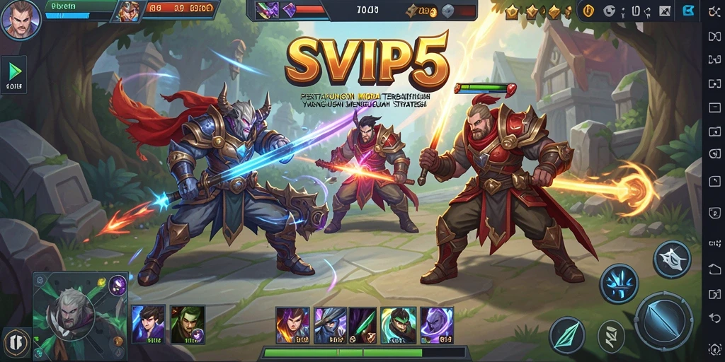 Tangkapan layar SVIP5 menampilkan aksi intens permainan MOBA yang menarik.